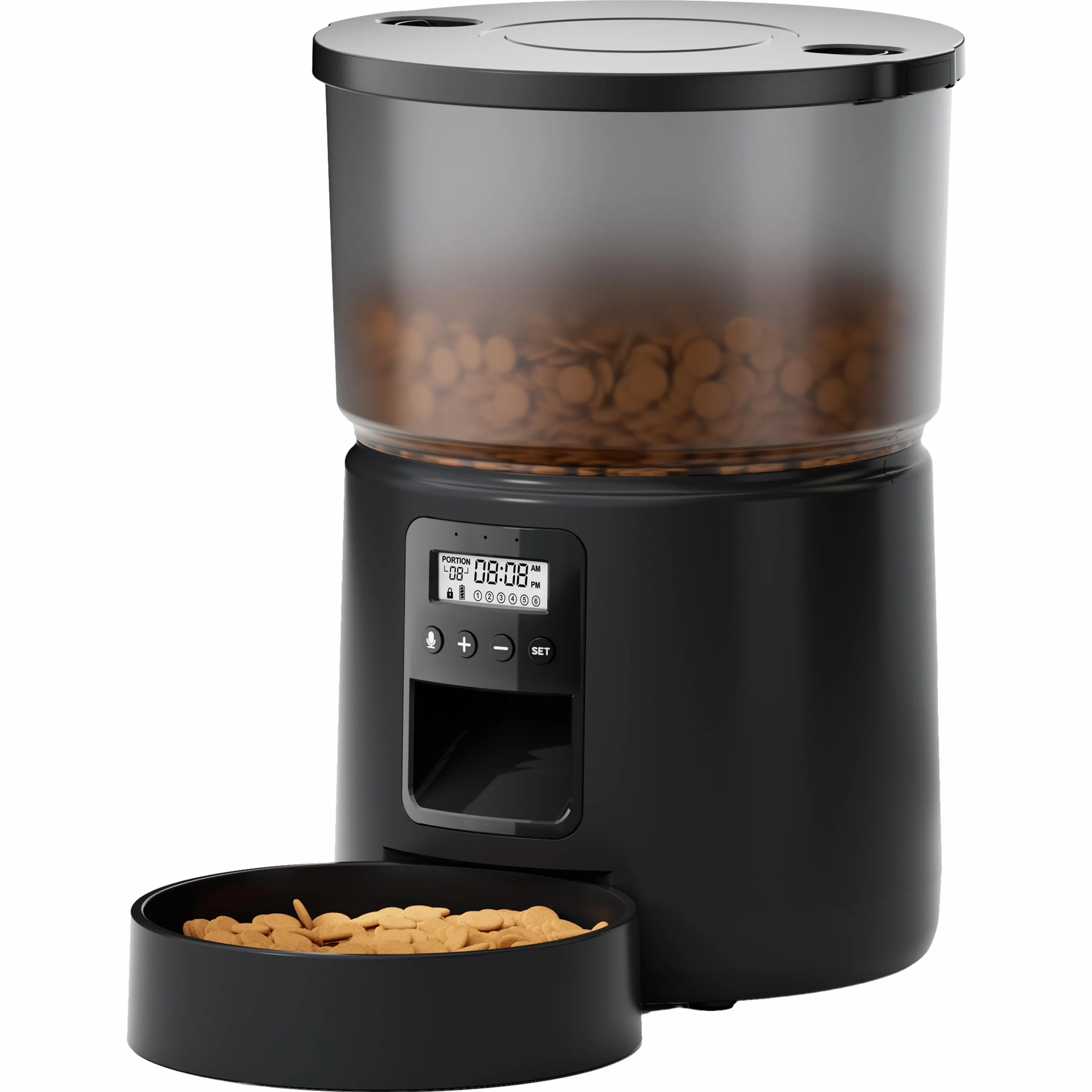 Distributore Automatico Cibo Gatti - Dispenser Cibo Cani con Timer Programmabile - 1-6 Pasti al Giorno - Distributore Cibo Cani con Premere Sulla Copertina e Funzione di Registrazione 10s - 3L