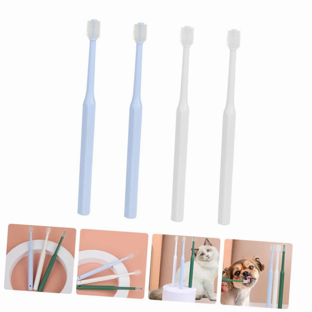 BESPORTBLE 12pezzi Spazzolino Per Animali Domestici Spazzolino Portatile Per Pulizia Orale Con Testa Rotonda Design Ergonomico e Antiscivolo Per Cani e Gatti