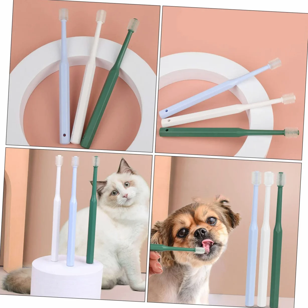 minkissy 12 Pezzi Spazzolino Da Denti Spazzolino Da Denti Per Animali Domestici Cucciolo Di Cura Dentale Spazzola Per La Pulizia Denti Dell'Animale Domestico Pulitore Per La Lingua Del