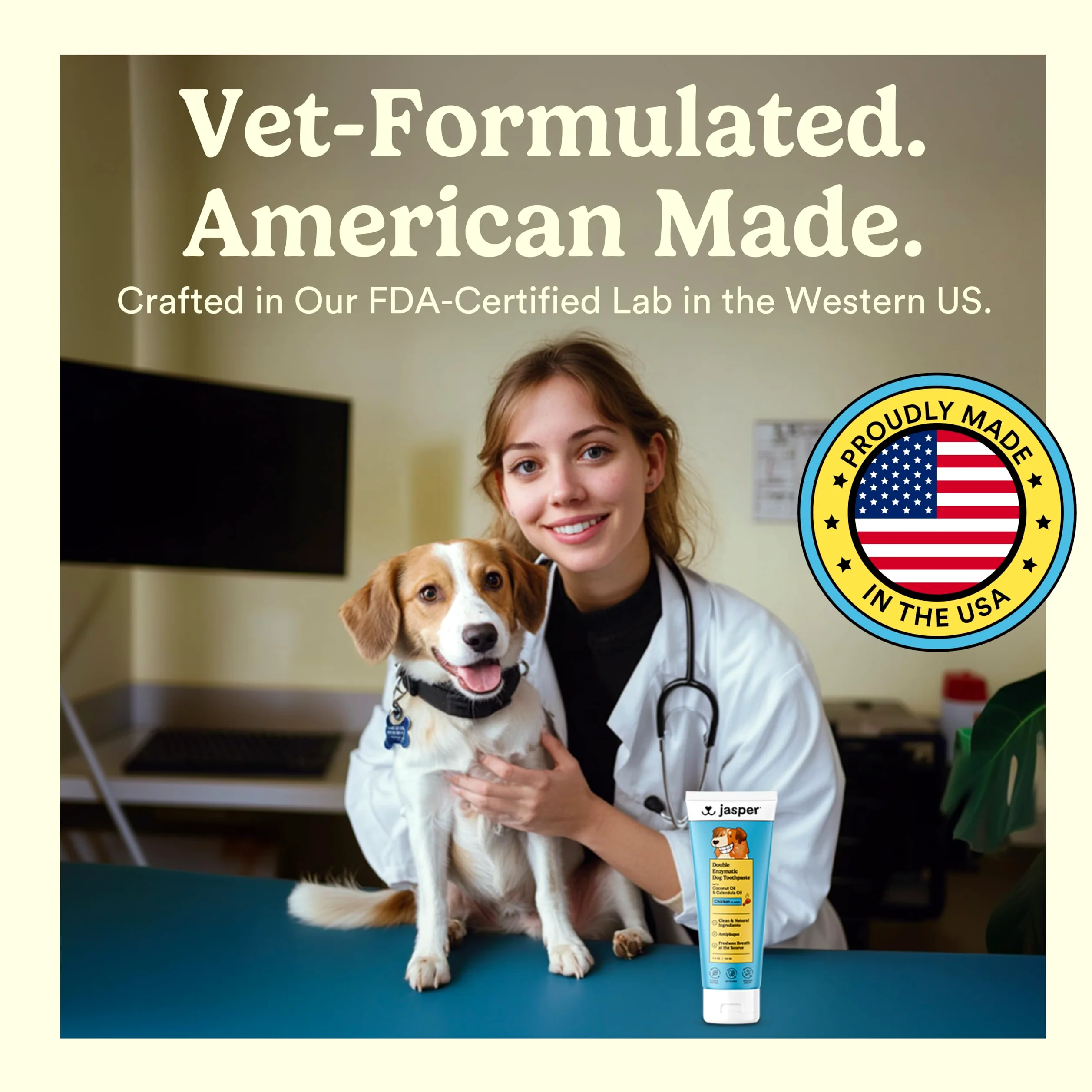 Jasper Kit di spazzolatura dei denti per cani e kit di dentifricio per cani 360 Spazzolino da denti per cani Rimozione enzimatica della placca Imporve alito cattivo Dentifricio naturale per animali