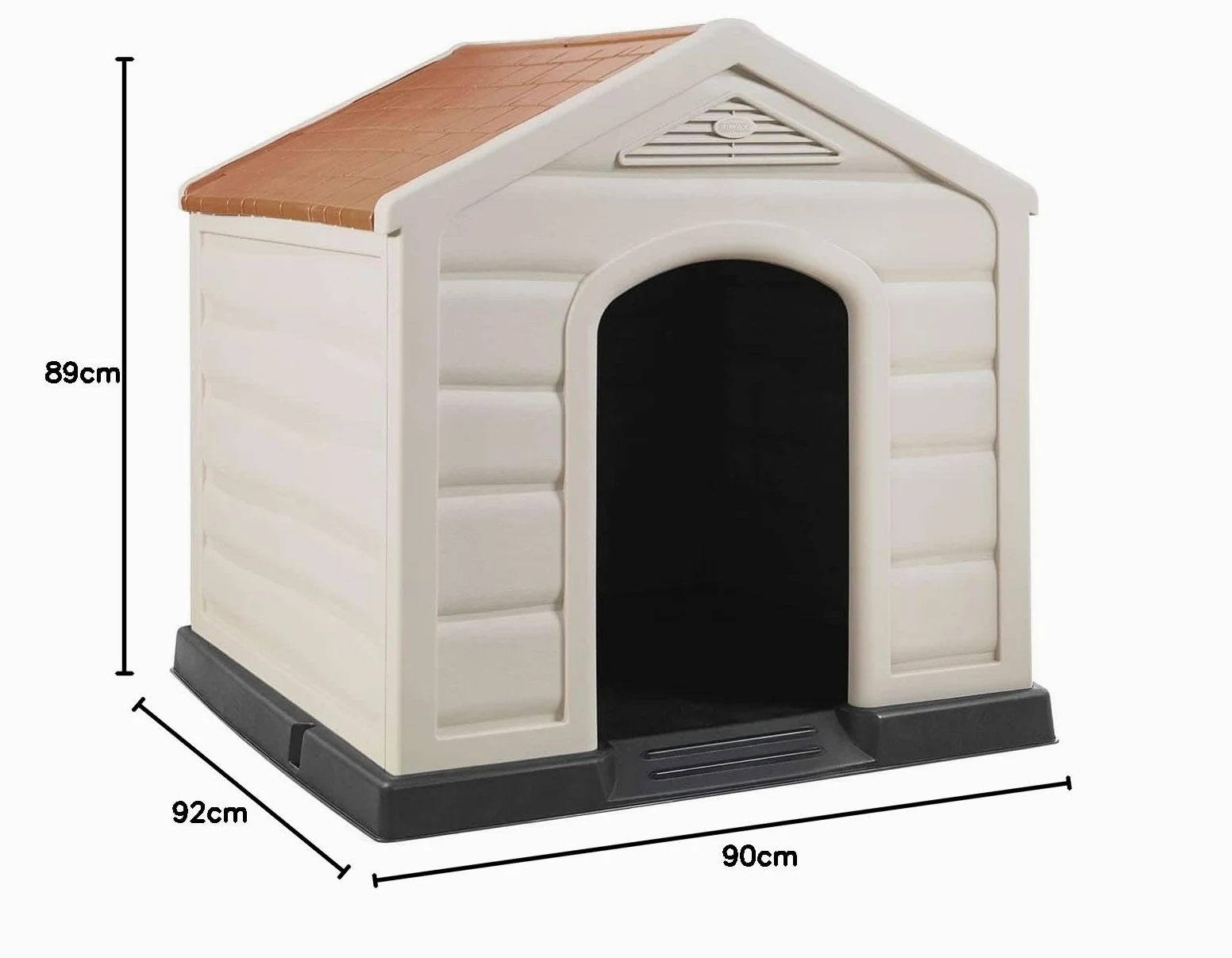 Happy House Cuccia per Cani in Resina PLASTICA Doggy Taglia Grande Large 90X92X89 CM Beige con Tetto Rosso
