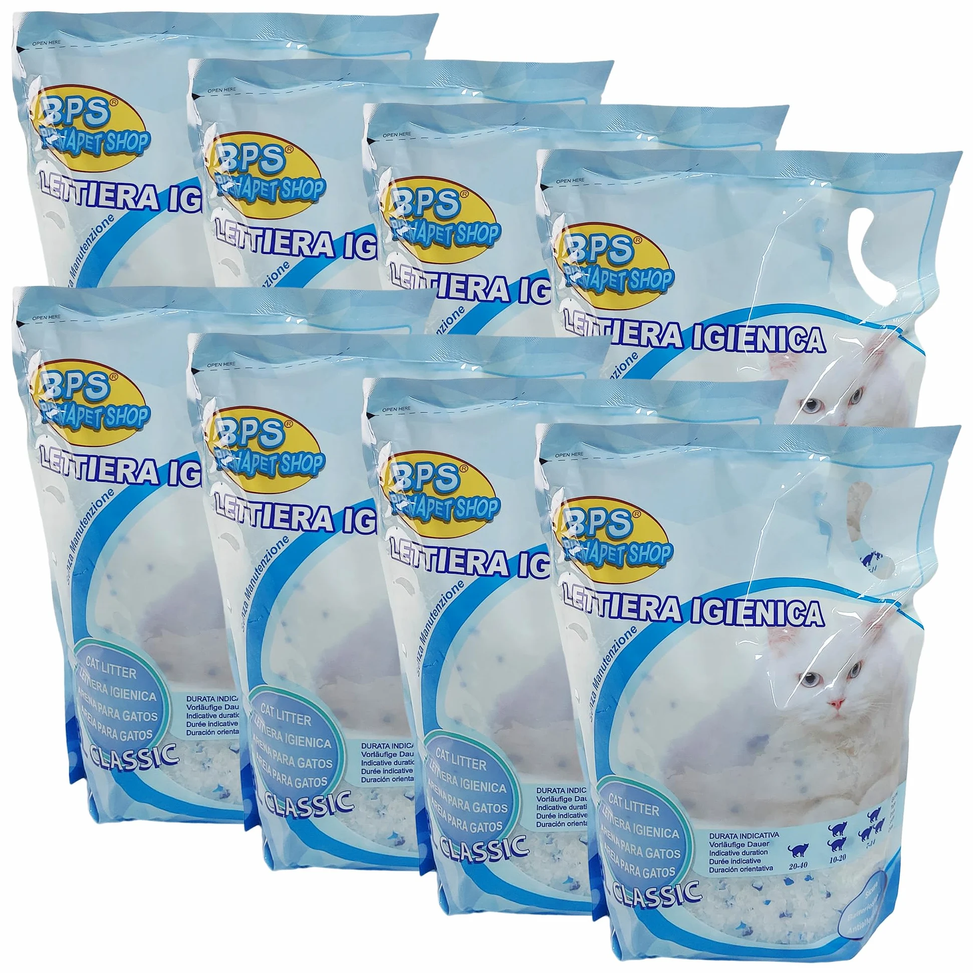LETTIERA GATTO SILICIO 【30.4 LITRI】【8 BUSTE DA 3.8L 】 per Gatti a Lunga Durata ai Cristalli di Silicio, assorbiodore
