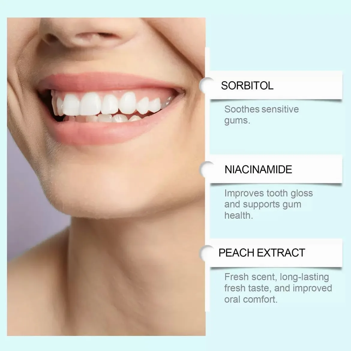 Niacinamide Dentifricio sbiancante per adulti, dentifricio sbiancante radiante, senza fluoro per denti sensibili, alito fresco, rimuove lo scolorimento dei denti. (5 pezzi)