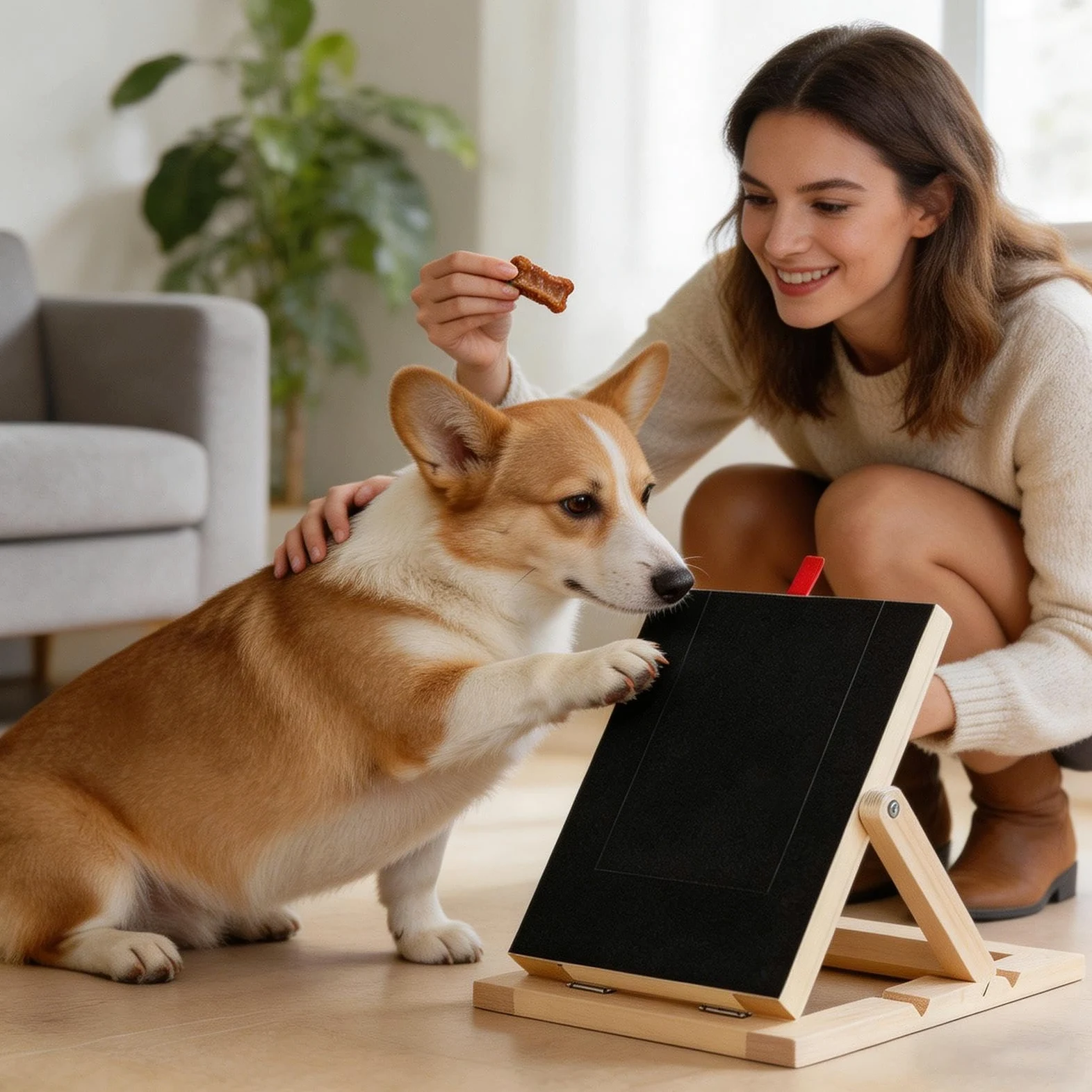 Tavoletta Abrasiva Unghie Cane Rifinitore In Legno | con Cassetto Snack Tavoletta per Taglio Unghie Cani Per Arricchimento e Addestramento Interattivo di Cuccioli e da Tenere in