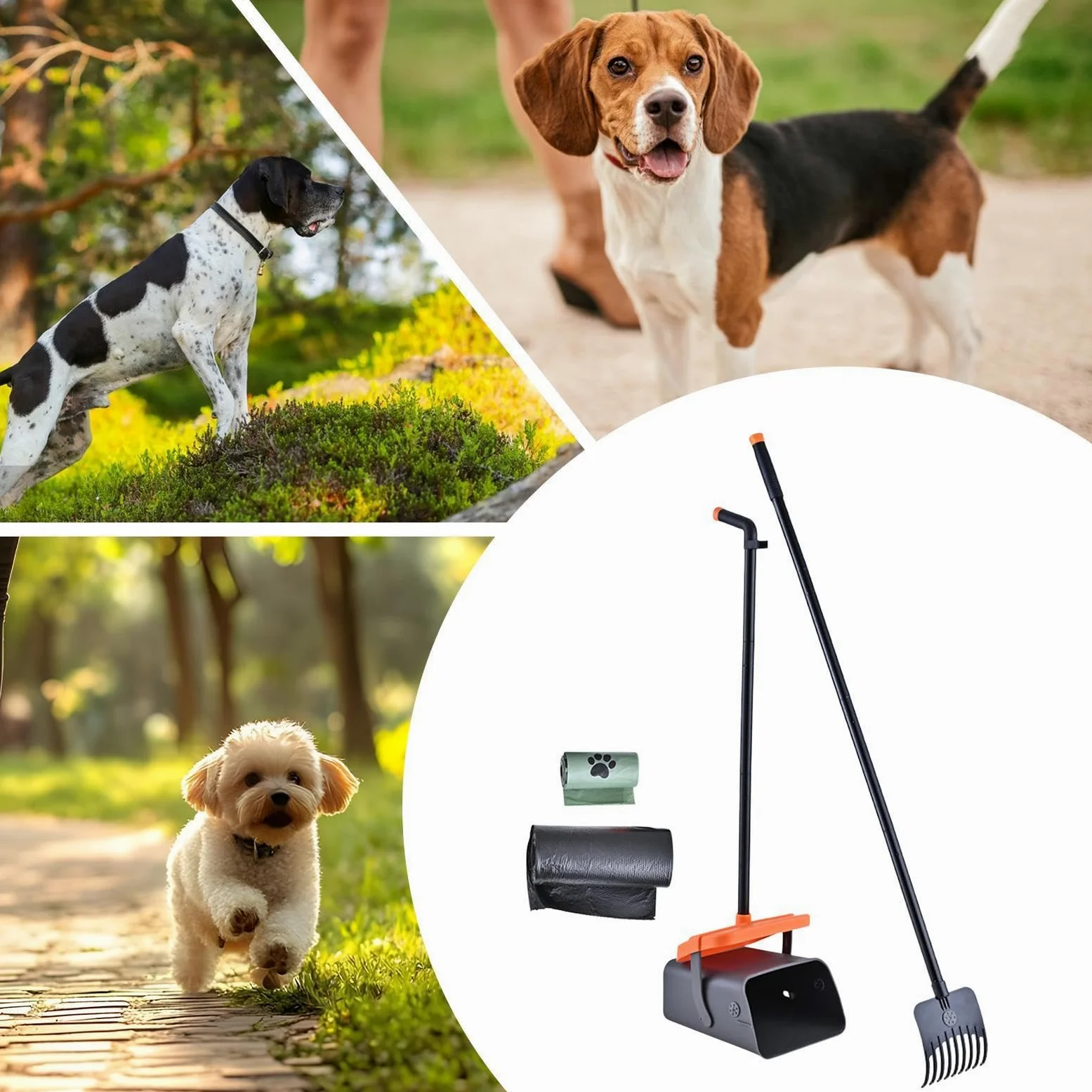 Generico Raccoglitore escrementi gatto Pala feci con manico lungo da cani | Raccoglitore Di Lettiera Da Animali Regolabile Utilizzazione domestico cortile prato viaggio campeggio escursione e picnic