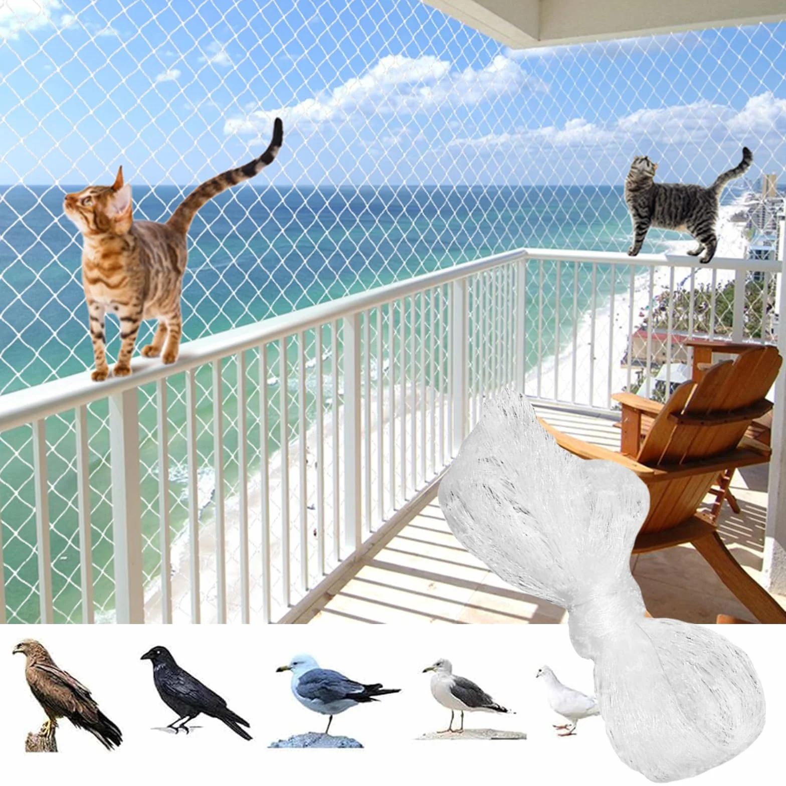 Rete Gatti Balcone,Rete per Gatti,Rete Protezione Gatti Balcone,Rete Anti Piccioni,Trasparente Rete Gatti Balcone,Rete Anti Uccelli,Rete per Gatti Balcone Rinforzata Trasparente,per Interni Esterni
