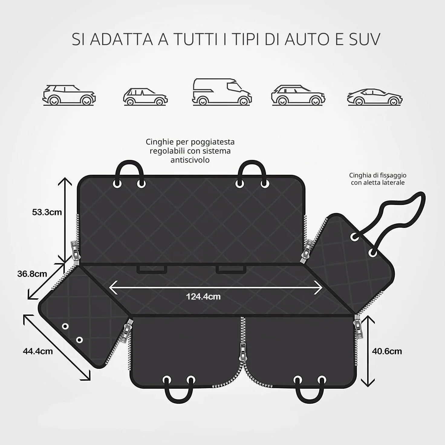 BingoPaw Coprisedili per auto per cani, protezione sedile auto per cane, protezione sedile posteriore, auto, tansport cane, impermeabile, misura universale (124 x 138 cm)