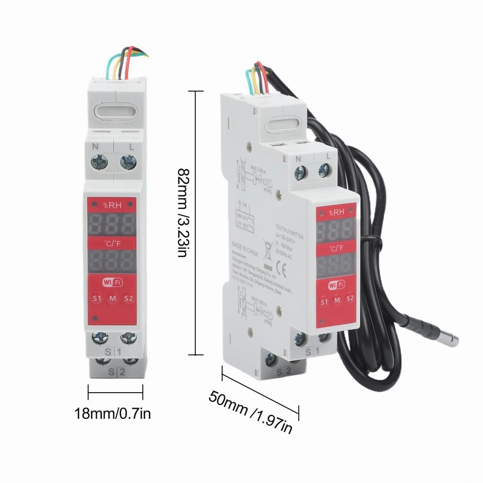 Termostato digitale, guida DIN, regolatore di temperatura intelligente WiFi con sonda, per telecomando app tuya, allarme programmabile per casa serra acquario