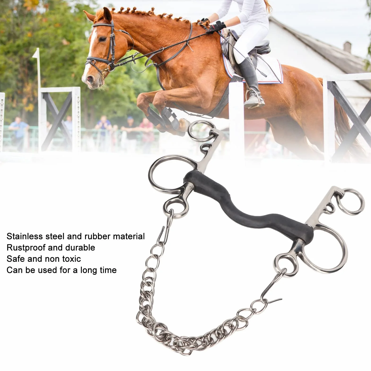 Imboccatura Cavallo in Acciaio Inox con Rivestimento in Gomma, 127mm - e antiruggine, Morbida Pressione distribuita, Ideale per Il Controllo Confortevole del Cavallo