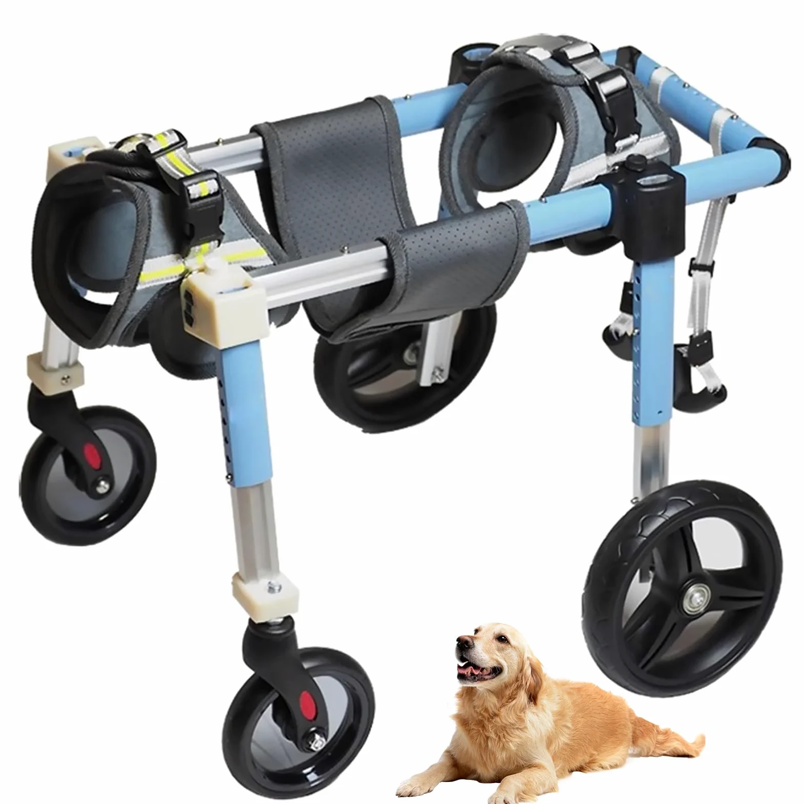 Sedia a rotelle per cani – Supporto regolabile per gambe anteriori e posteriori per aiutare la mobilità, design leggero per animali domestici feriti o disabili