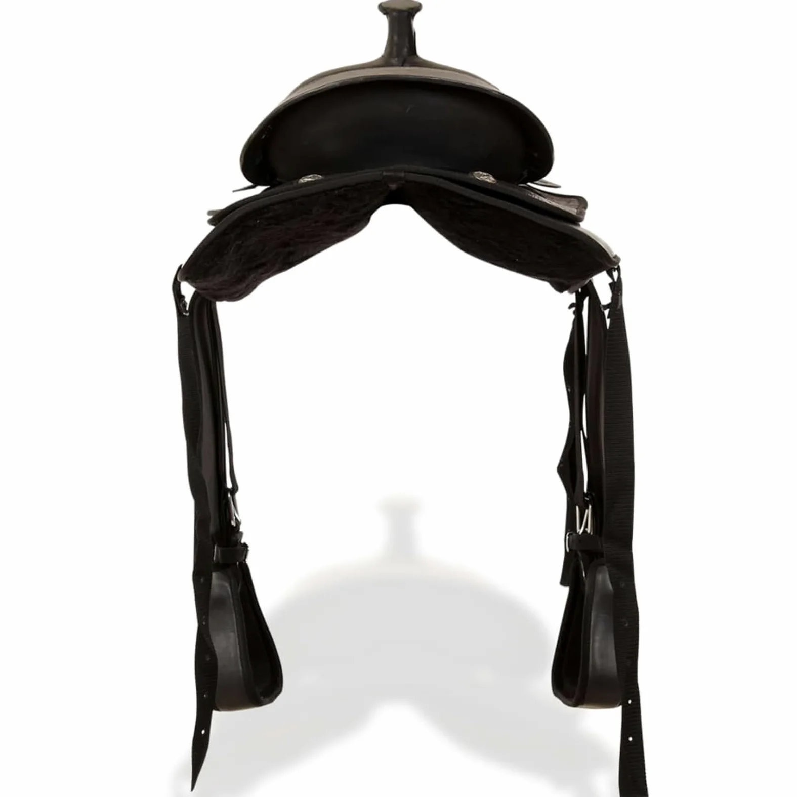 Homgoday Sella Western - Sella in vera pelle, 40,6 cm, colore: Nero