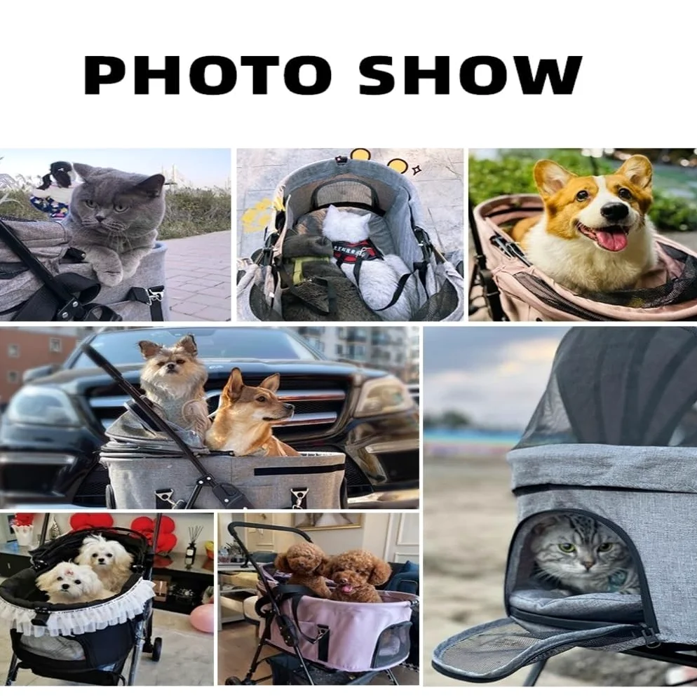 Passeggino per animali domestici, borsa separata universale per animali domestici, passeggino universale pieghevole da viaggio per cani (nero)