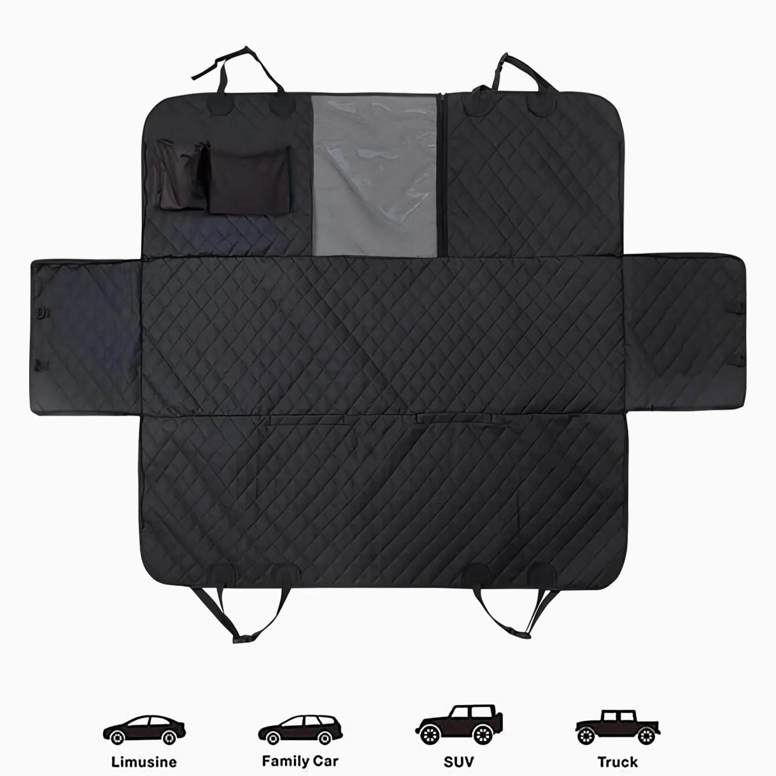Coprisedile per cani per sedile posteriore, impermeabile, con fondo rigido, antigraffio, antiscivolo, amaca da viaggio per camion, SUV, auto
