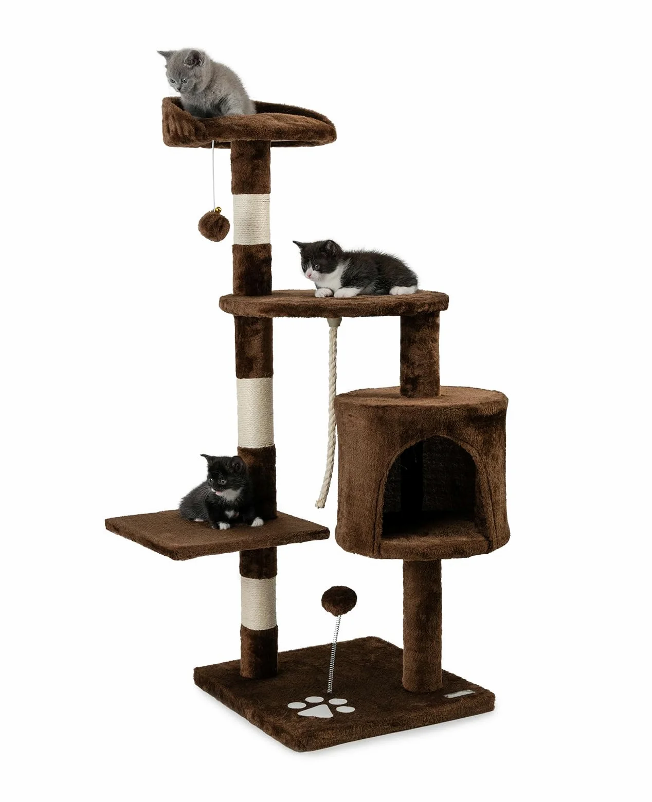 lionto Tiragraffi per Gatto Albero Tiragraffi Gatto Gioco Giocattolo Gatti Altezza 112 cm, Marrone