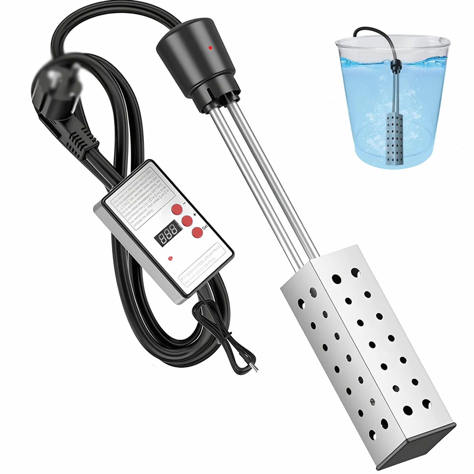 Riscaldatore di Immersione elettrica termostatica 2500w-controller Digitale e Elemento in Acciaio Inossidabile per Vasca, pagaia e Riscaldamento della Piscina Fuori Terra
