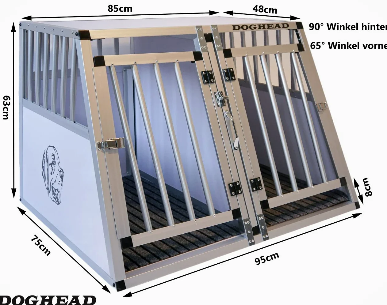 Doghead Trasportino per cani in alluminio, 95 x 75 x 63 EG Comfort, trasportino per cani