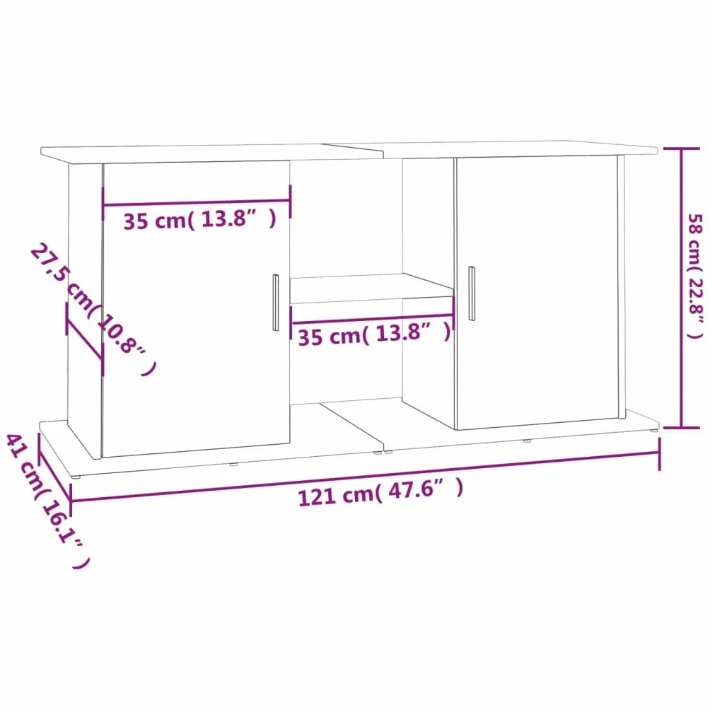 vidaXL Supporto per Acquario 121x41x58 cm in Legno Multistrato Nero