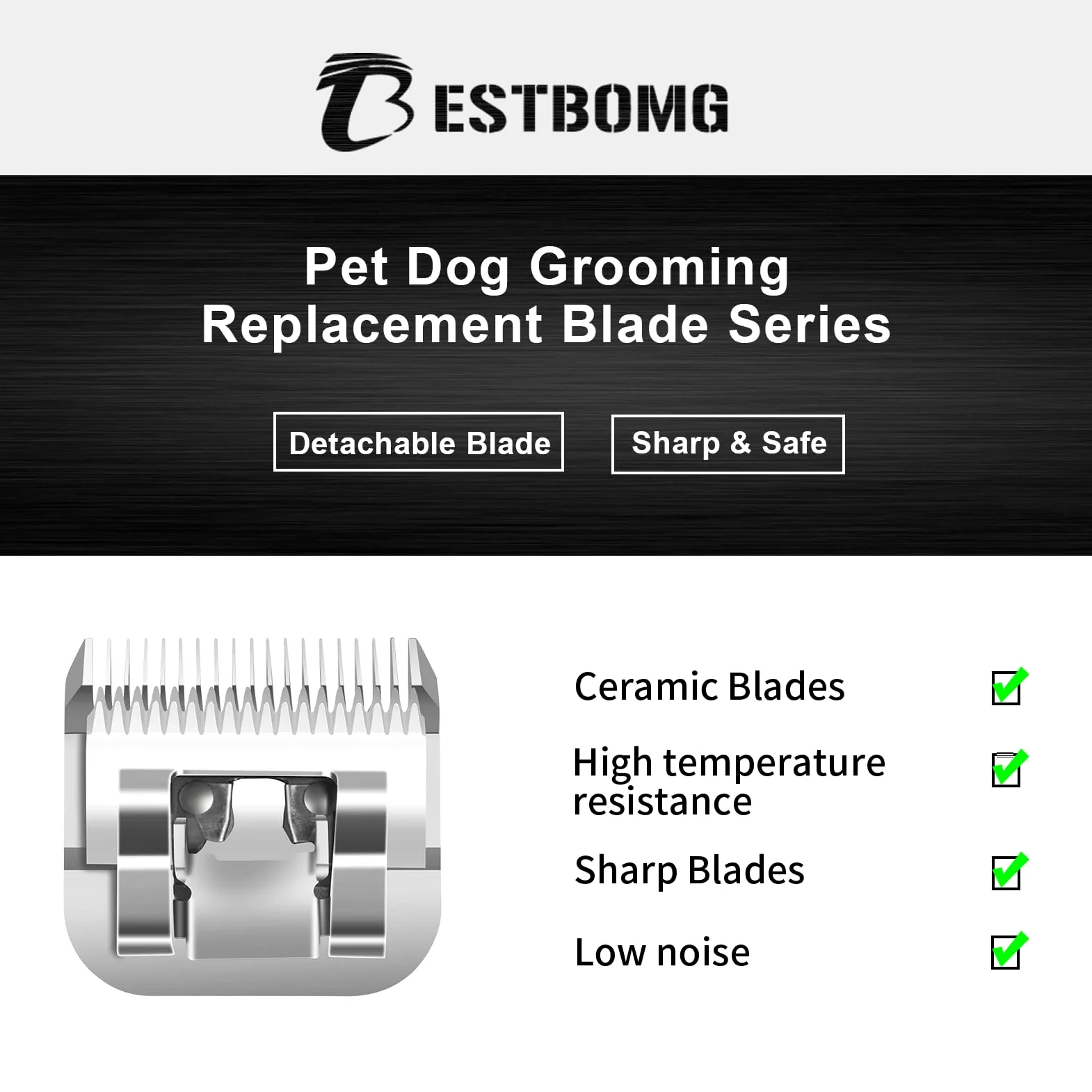 BESTBOMG 2 Pezzi Lama di Ricambio per toelettatura di Cani, Compatibile con Le Serie Heiniger/Moser Max45/Andis/A5 Tosaerba per Cani, Taglia 40# 1/100"(0,25mm) Lunghezza di Taglio