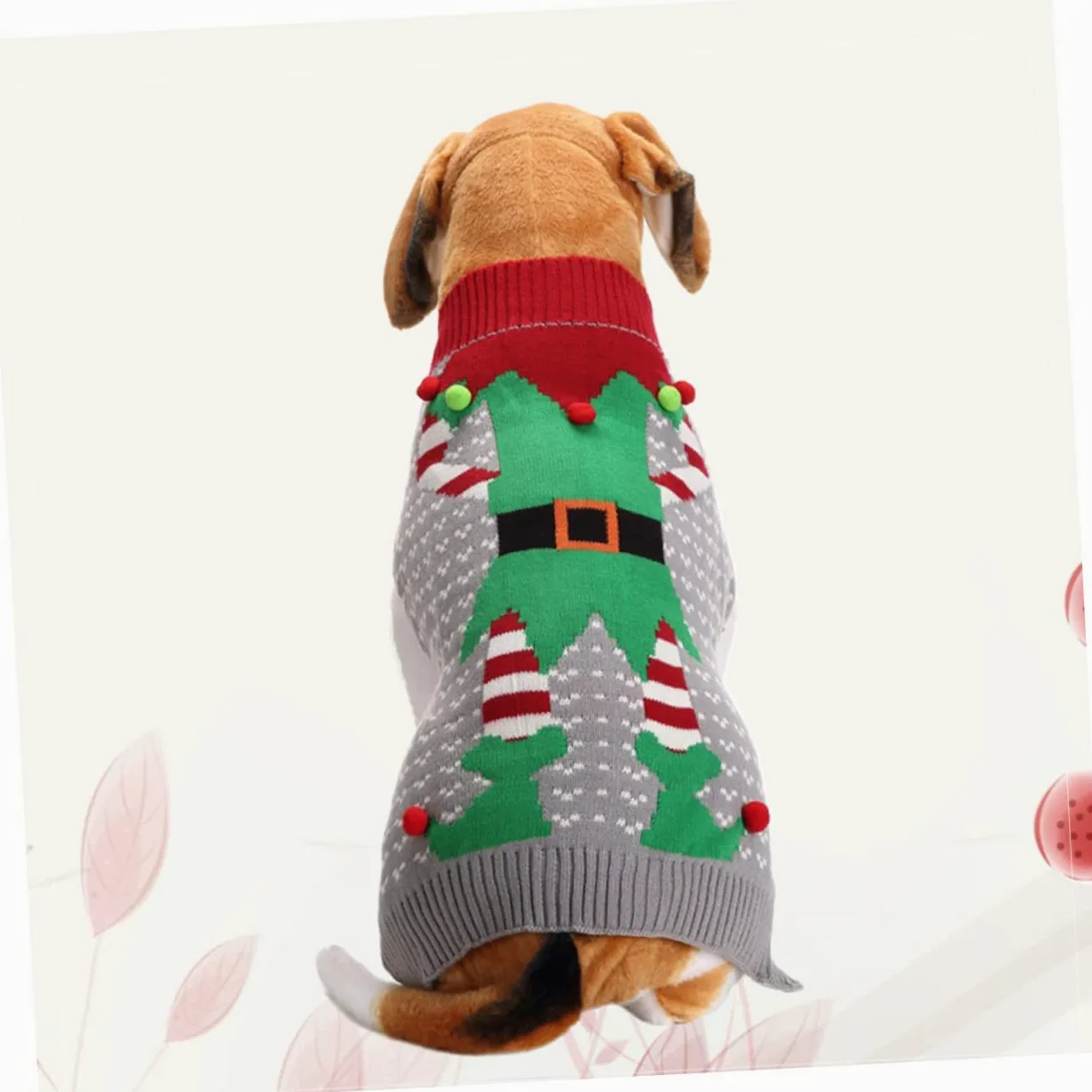 BESPORTBLE 3pezzi Costume Natalizio per Cani Maglione Grigio Clown per Animali di Piccole e Grandi Abbigliamento Festivo per Cuccioli Maglione Pelliccia Morbida per Natale