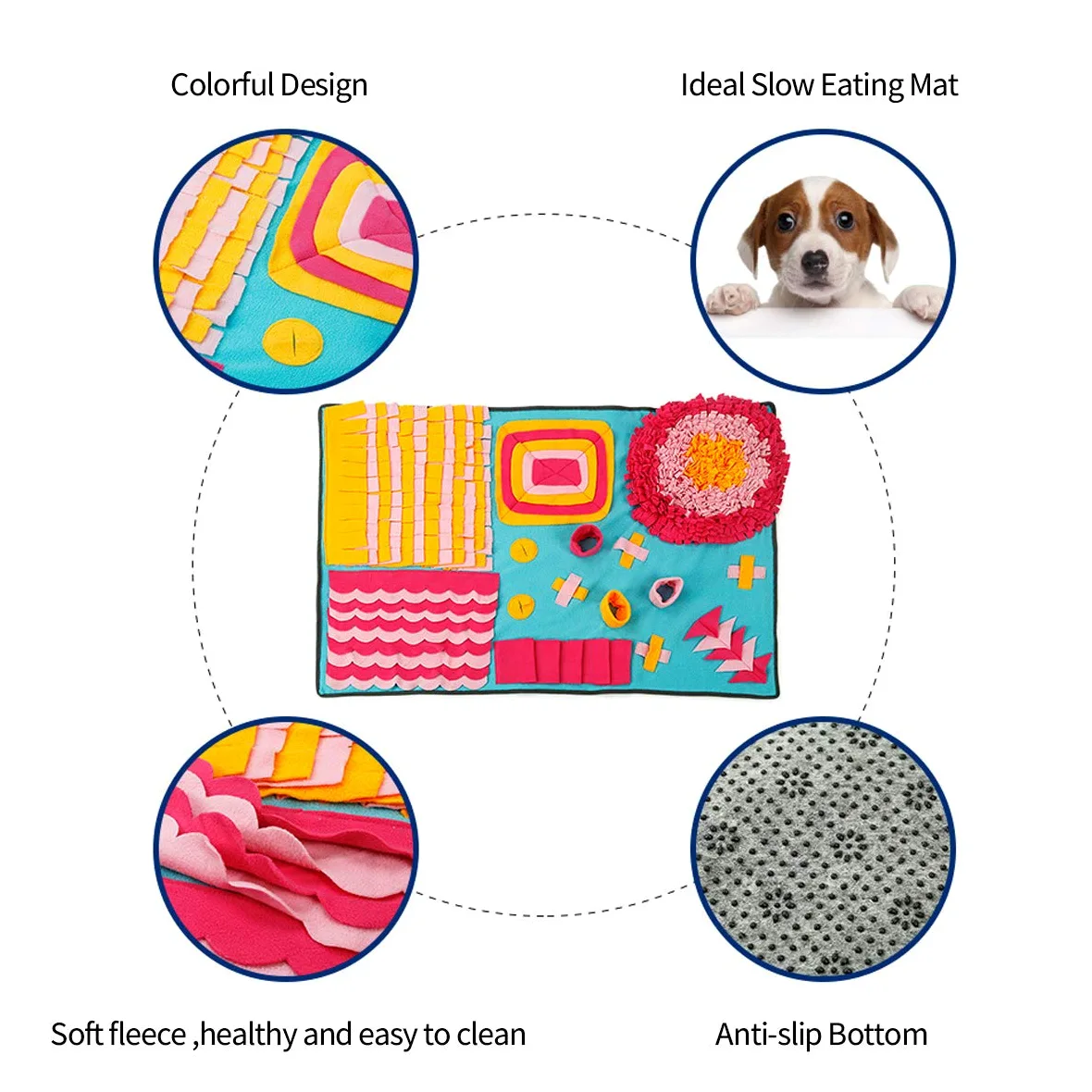 PETCUTE Tappeto Olfattivo per Cani Snuffle foraggiamento Tappeto Sniffing Fisico foraggiamento Tappeto 105x70cm