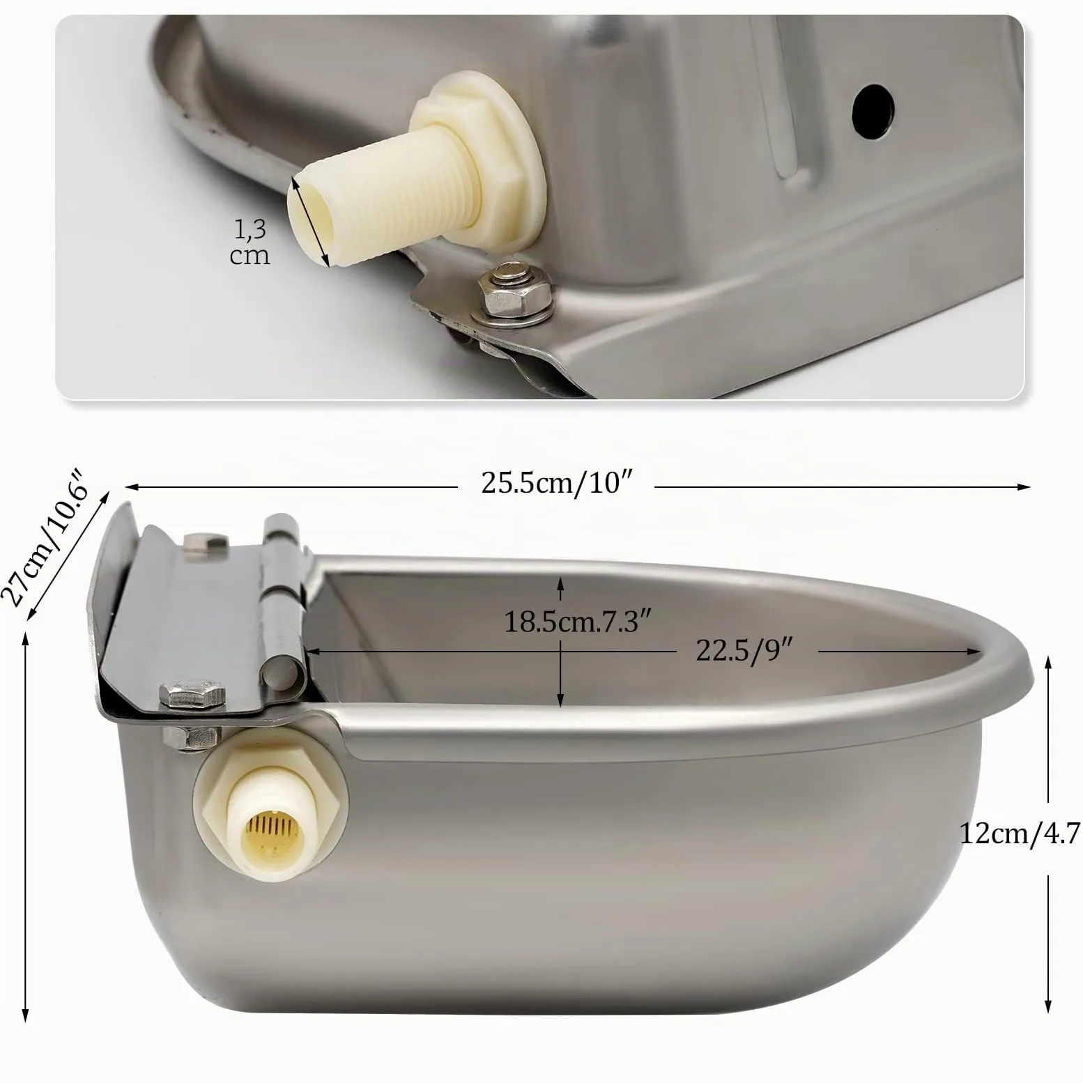 Ciotola Dell'Abbeveratoio Automatico in Acciaio Inox con Valvola a Sfera Regolabile, Abbeveratoio per Animali per Cavalli, Bovini, Capre, Pecore, Maiali e Cani