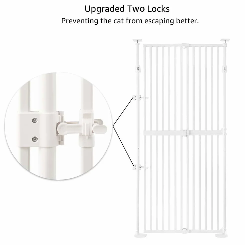 unipaws Cancello per gatti alto 190,5 cm, chiusura automatica e senza foratura, cancello di sicurezza per porte, corridoi, scale, a prova di cani e gatti, adatto per apertura larga 53,3-86,4 cm, uso