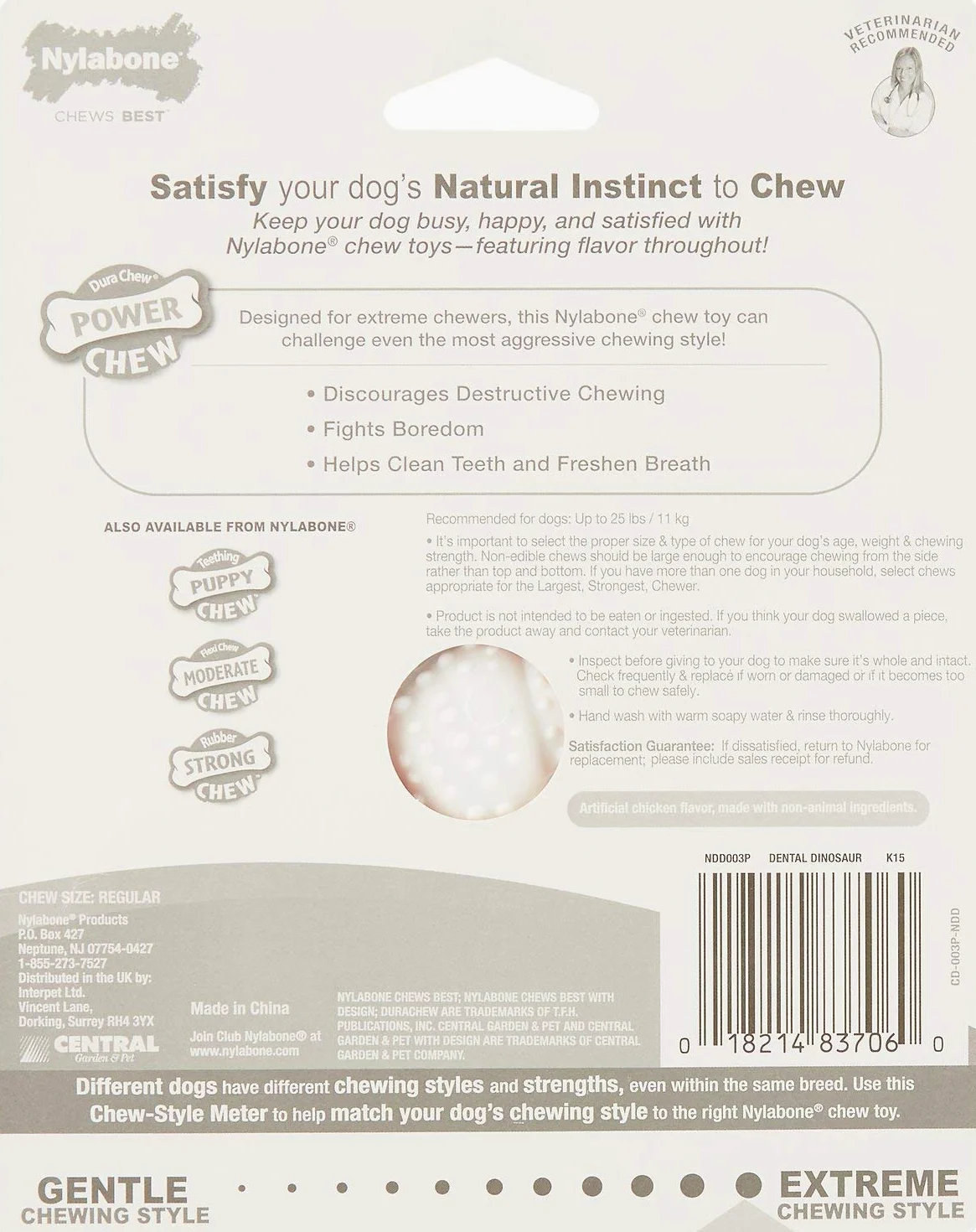 Nylabone Dura Dental Dino - Giocattolo da masticare per cani, 3 pezzi