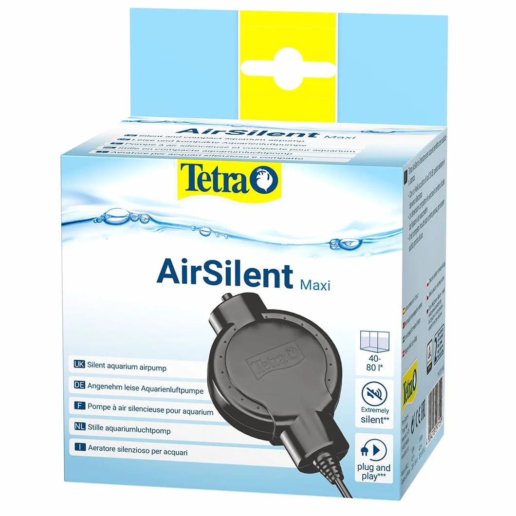 Tetra AirSilent Maxi - Aeratore per acquari Silenzioso e Compatto, Set Completo Dotato di Pietra porosa, 40 a 80 Litri