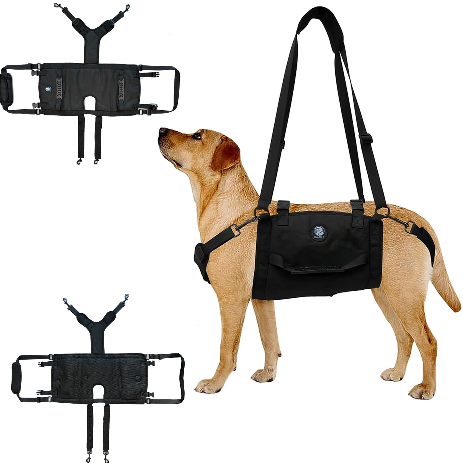 Imbracatura Supporto Totale Per Cani Grandi,Aiuto Artrite,Nero,XL | Per cani grandi,zampe ferite,disabilità,cani anziani con artrite,aiuto per passeggiate,resistente e traspirante