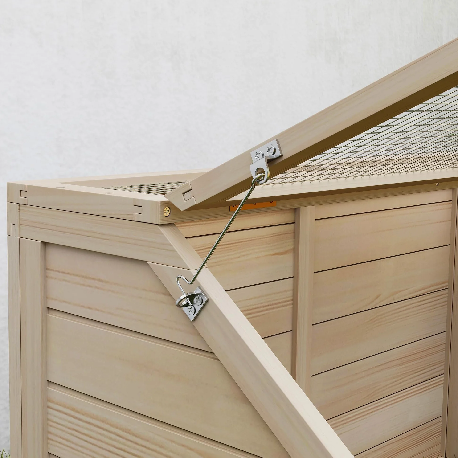 PawHut Casa in Legno per Tartarughe, recinto esterno per piccoli animali con coperchio apribile, fermi e 2 spazi separati, senza fondo, 120 x 55 x 50 cm, legno naturale