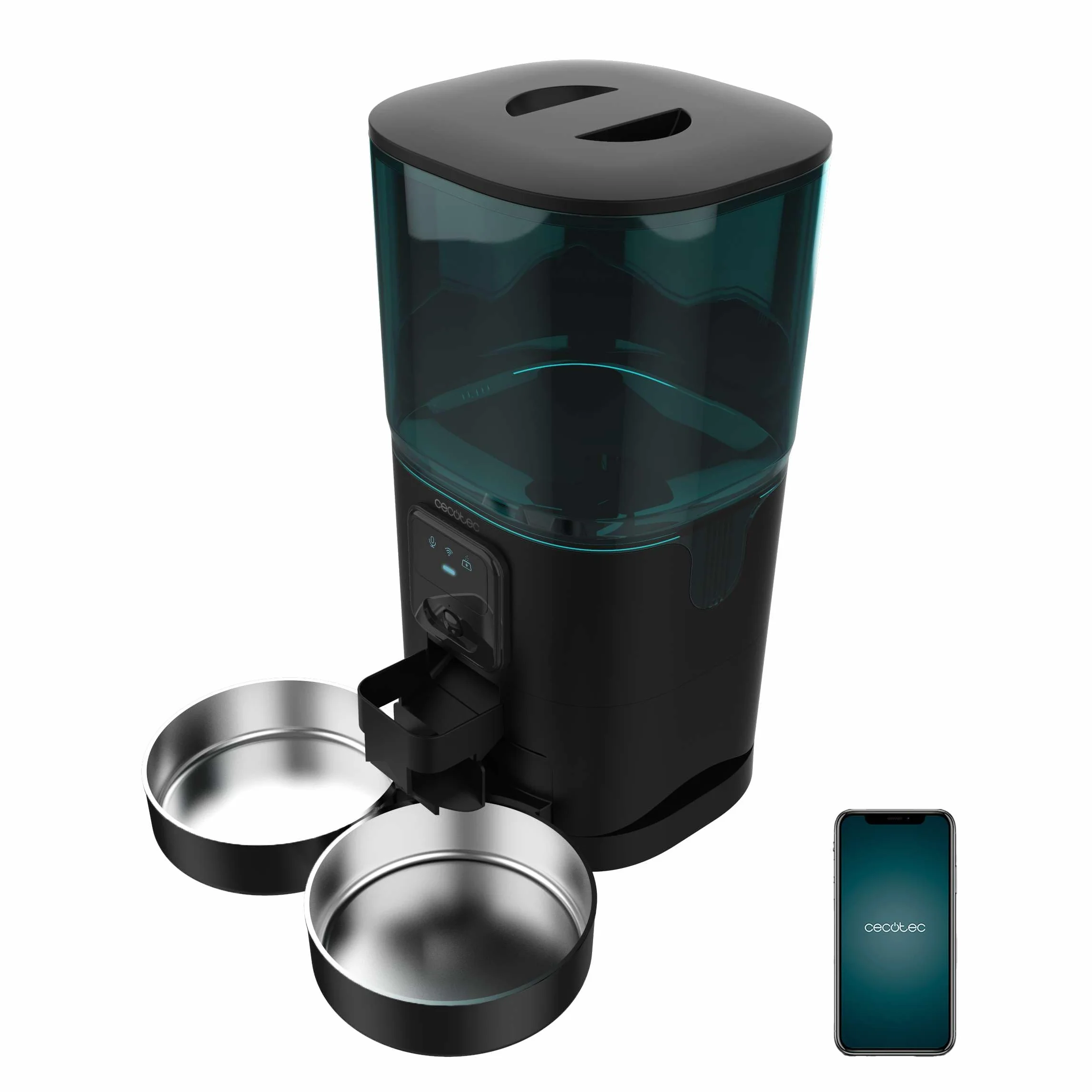 Cecotec Mangiatoia automatica per animali domestici con controllo WiFi, fotocamera e registratore vocale Pumba 8600 Double Meal Vision. 7L, programmabile, controllo delle porzioni, doppia ciotola in