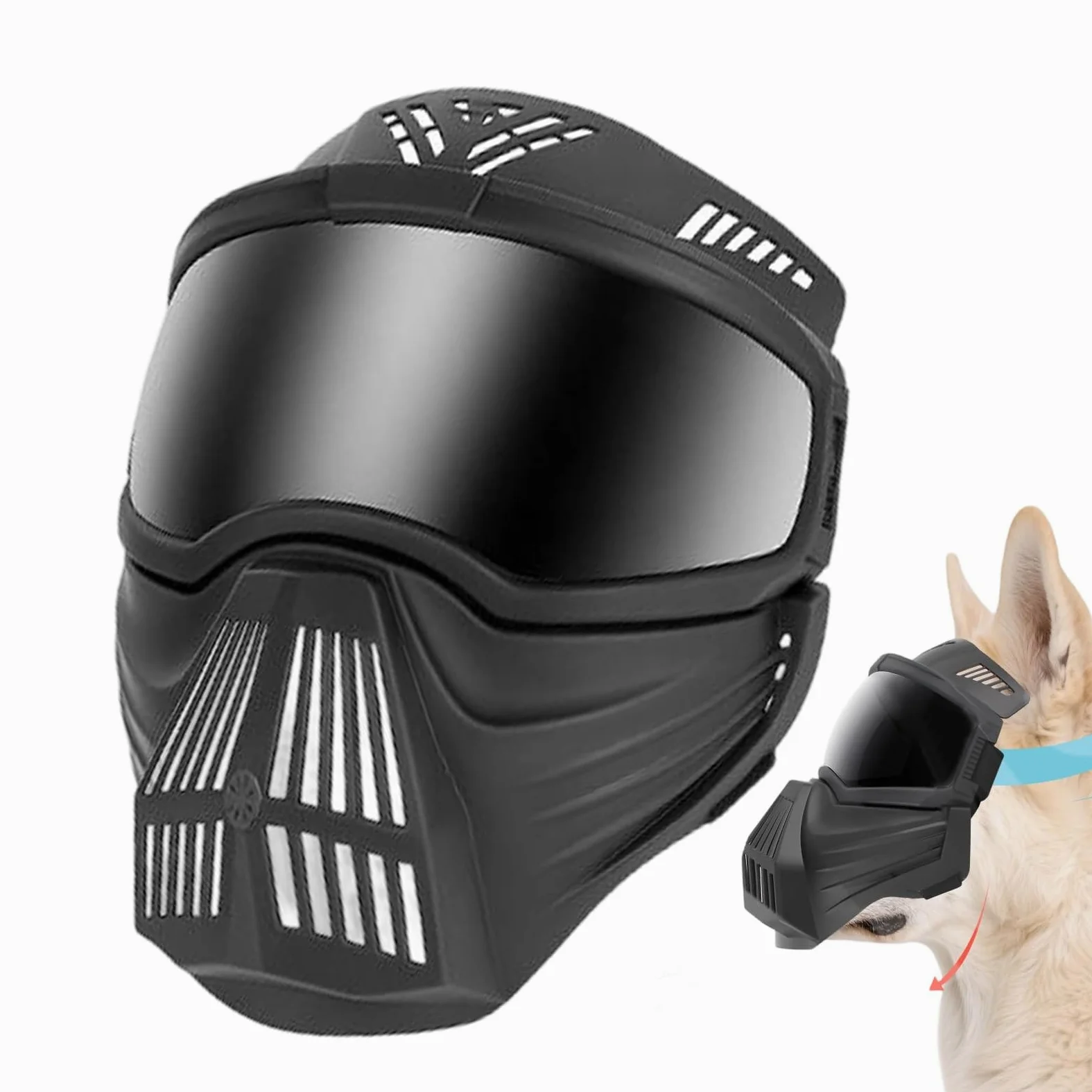 Occhiali da Sole per Cani Taglia Grande Occhiali Antiappannamento con | Occhiali da Sole Regolabili Antivento e Protezione UV Viso Completo Spiaggia Campeggio Escursionismo Addestrament