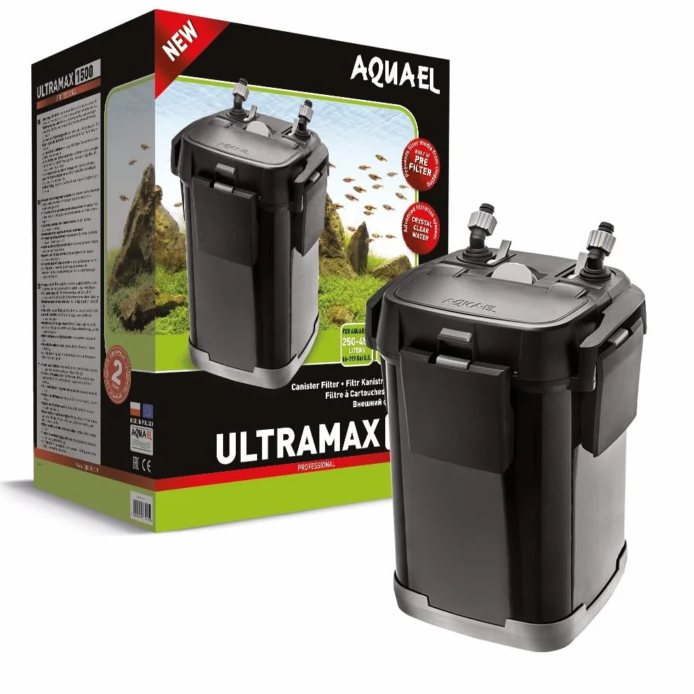 Filtro Ultramax 1500 – Esperto in filtrazione | Potente Filtro Esterno per acquari d'Acqua Dolce 250 – 450 l | 1500 l/h | 16 W | prefiltro + autoadescamento Automatico