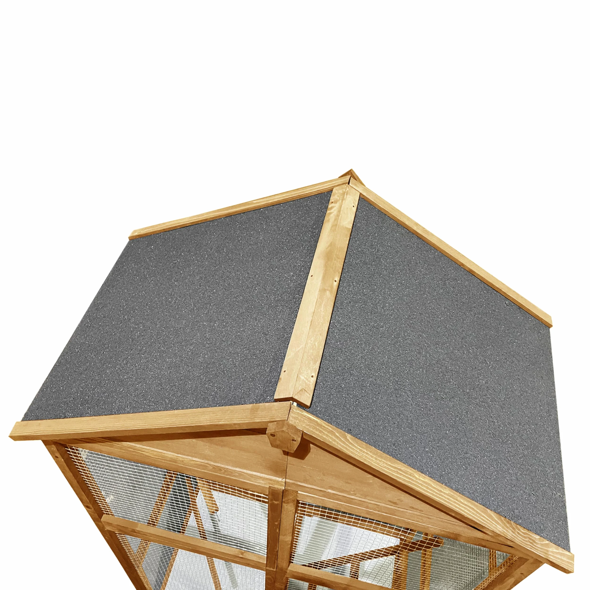 Voliera in legno di abete impregnato, 115 x 58 x 164 cm, colore: marrone/grigio - Gabbia per uccelli con cassetto estraibile - gabbia per uccelli - gabbia per pappagalli - Gabbia per