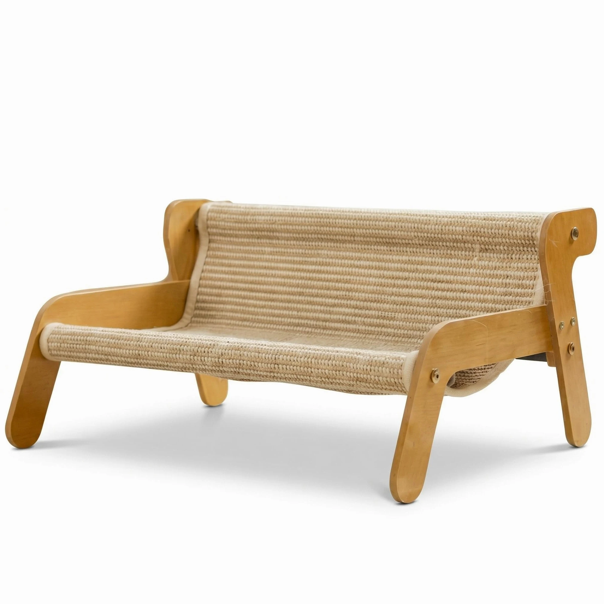 Amaca Gatti e Tiragraffi 2 in 1 in Legno e Sisal Naturale Rilassante – Divano e Lettino per Gatti Sospeso, Robusto e Antigraffio – Lettino Design 54x44cm - Montaggio Facile