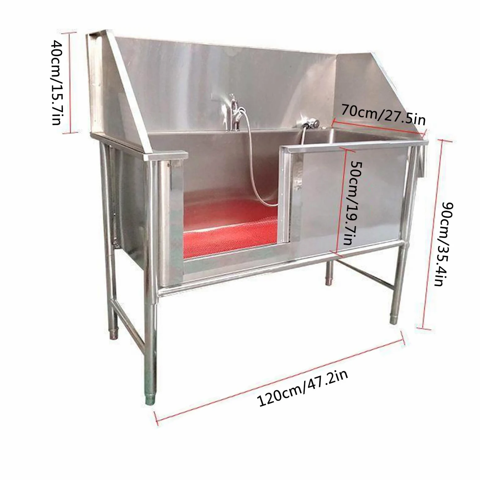 Vasca Da Bagno Per Cani,stazione Di Lavaggio Per Animali Domestici,stazione Di Bagno Professionale Per Cani In Acciaio Inossidabile,vasca Per Toelettatura Cani,stazione Di Lavaggio(47in/120cm)