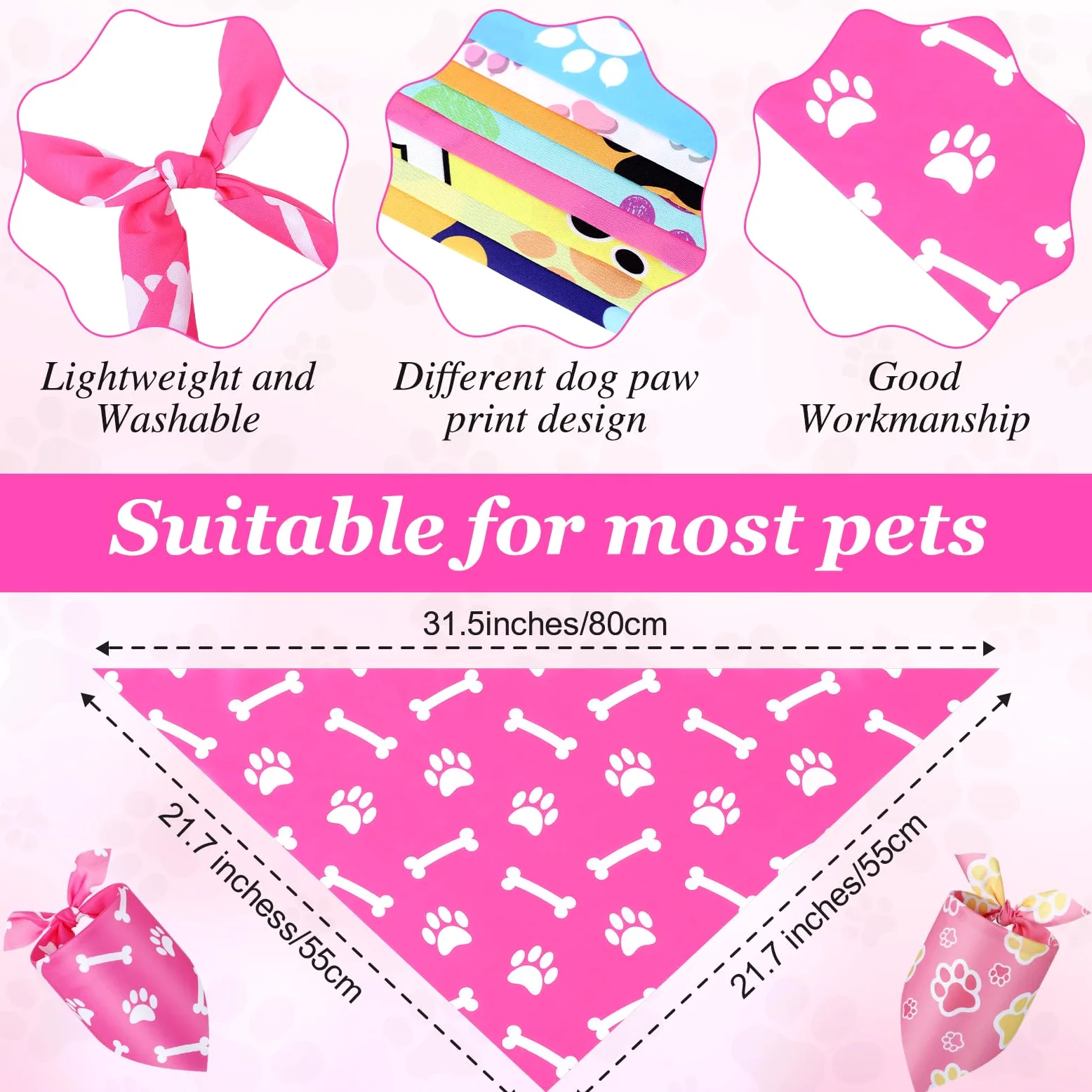 Abbylike 200 bandane per cani con stampa di zampe, bandane per cani, animali domestici, triangolari, bavaglini per cuccioli di animali domestici, gatti, accessori per costume da festa