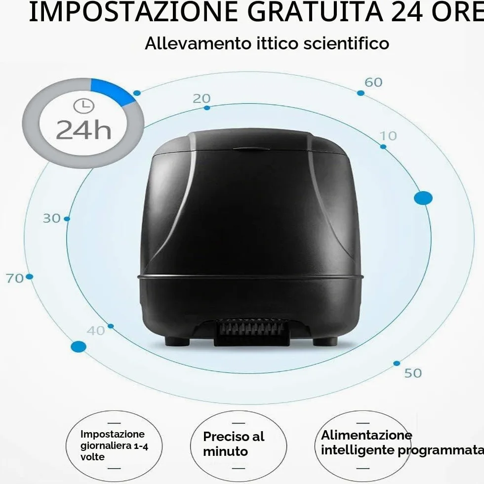 10L Pond Fish Feeder, Mangiatoia automatica laghetto, Distributore cibo per pesci per vacanze e clima caldo o freddo