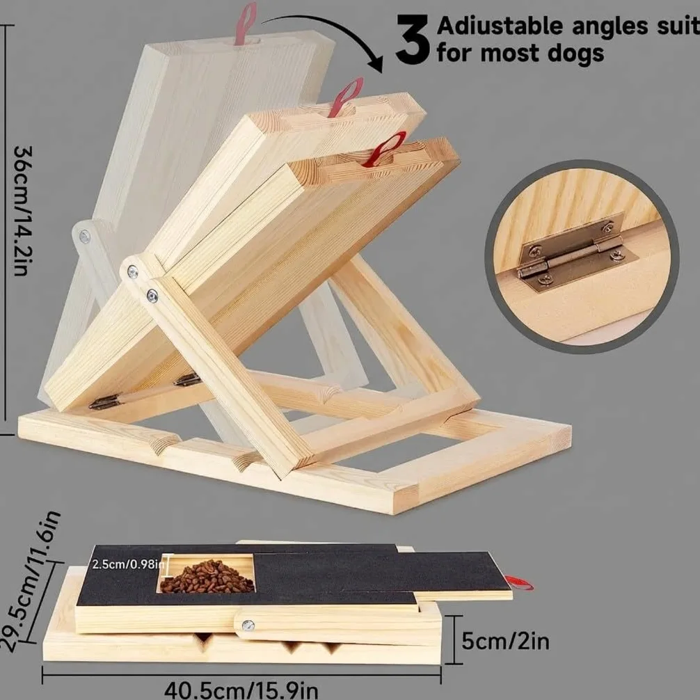 Tagliere per unghie 2 in 1 in legno massello con cassetto retrattile per cani, robusto giocattolo da masticare