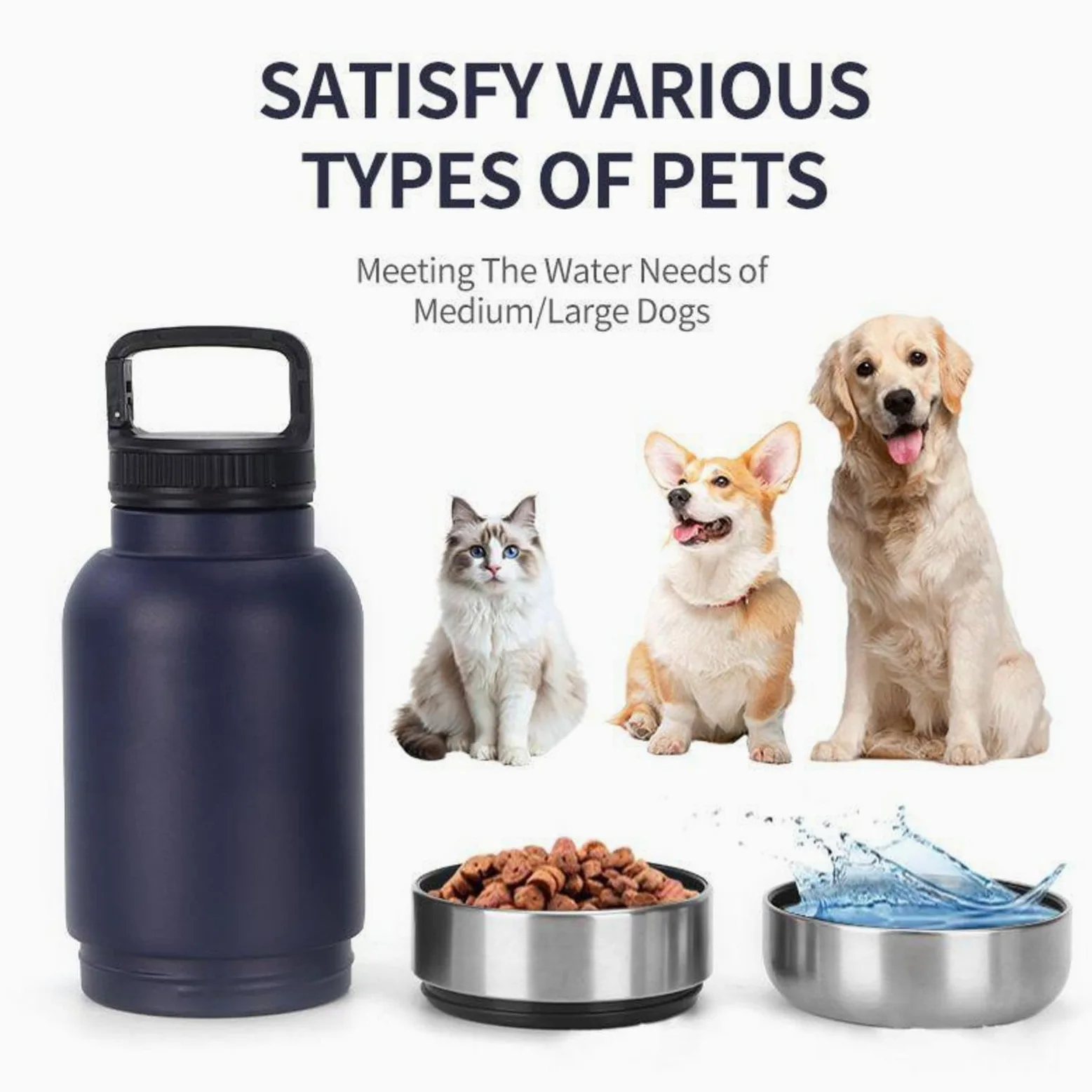 Borraccia Portatile Per Cani Dispenser D'Acqua Per Animali Domestici Da | Borraccia Antigoccia Cuccioli Viaggi Campeggio Escursioni Passeggiate All'Aperto Picnic Dormitorio