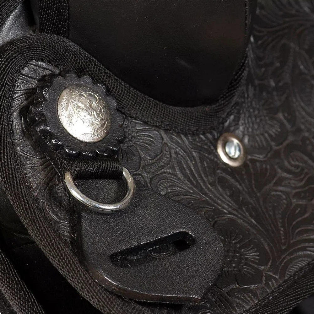 SKM Sella Western Testiera e Pettorale in Vera Pelle 17" Nero