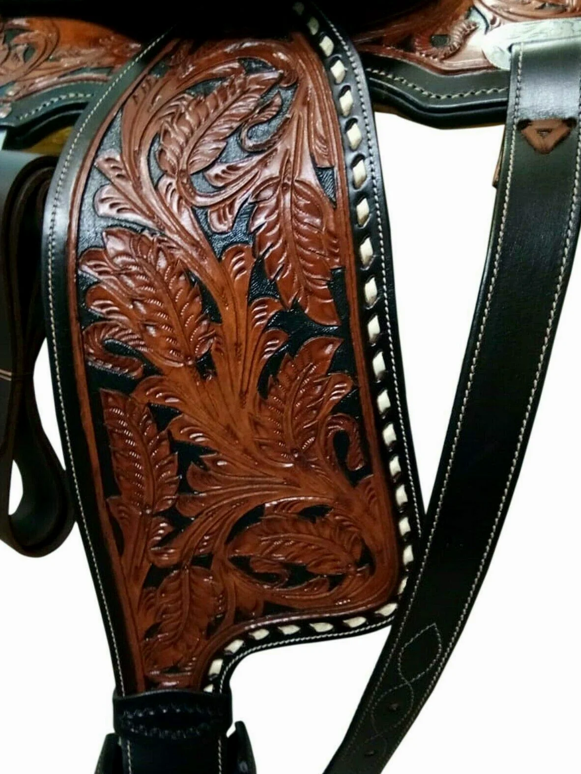 Western Horse Saddle Leather Western Barrel Racing Trail Horse Saddle con testiera