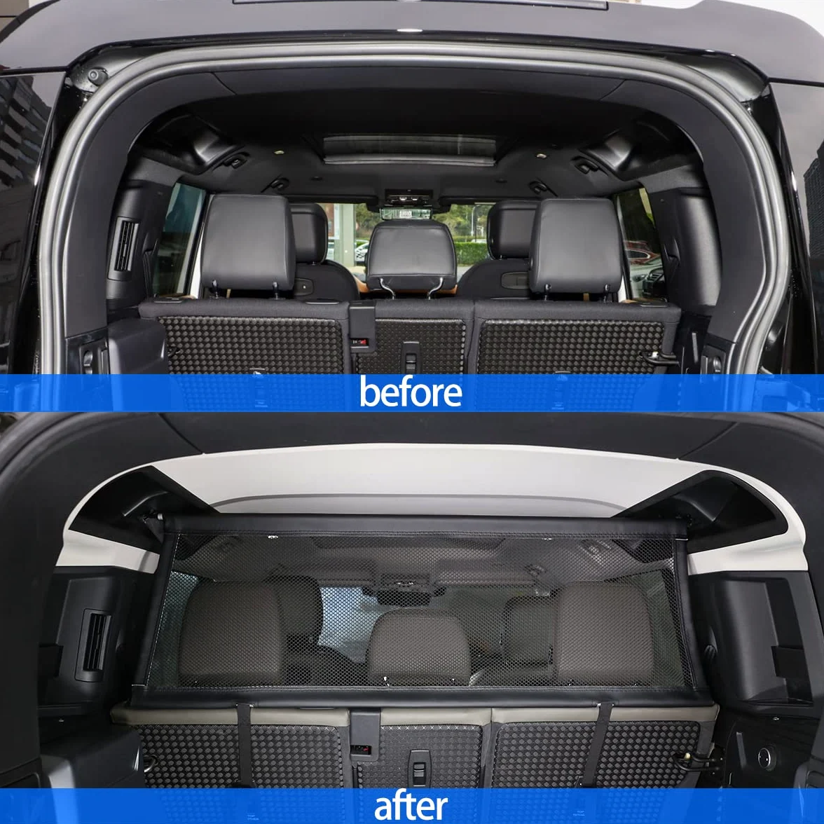 Barriera per cani per auto compatibile con LR Defender 110 2020-2025, rete di sicurezza per auto per animali domestici, protezione regolabile per cani per bagagliaio auto, reti divisori universali per