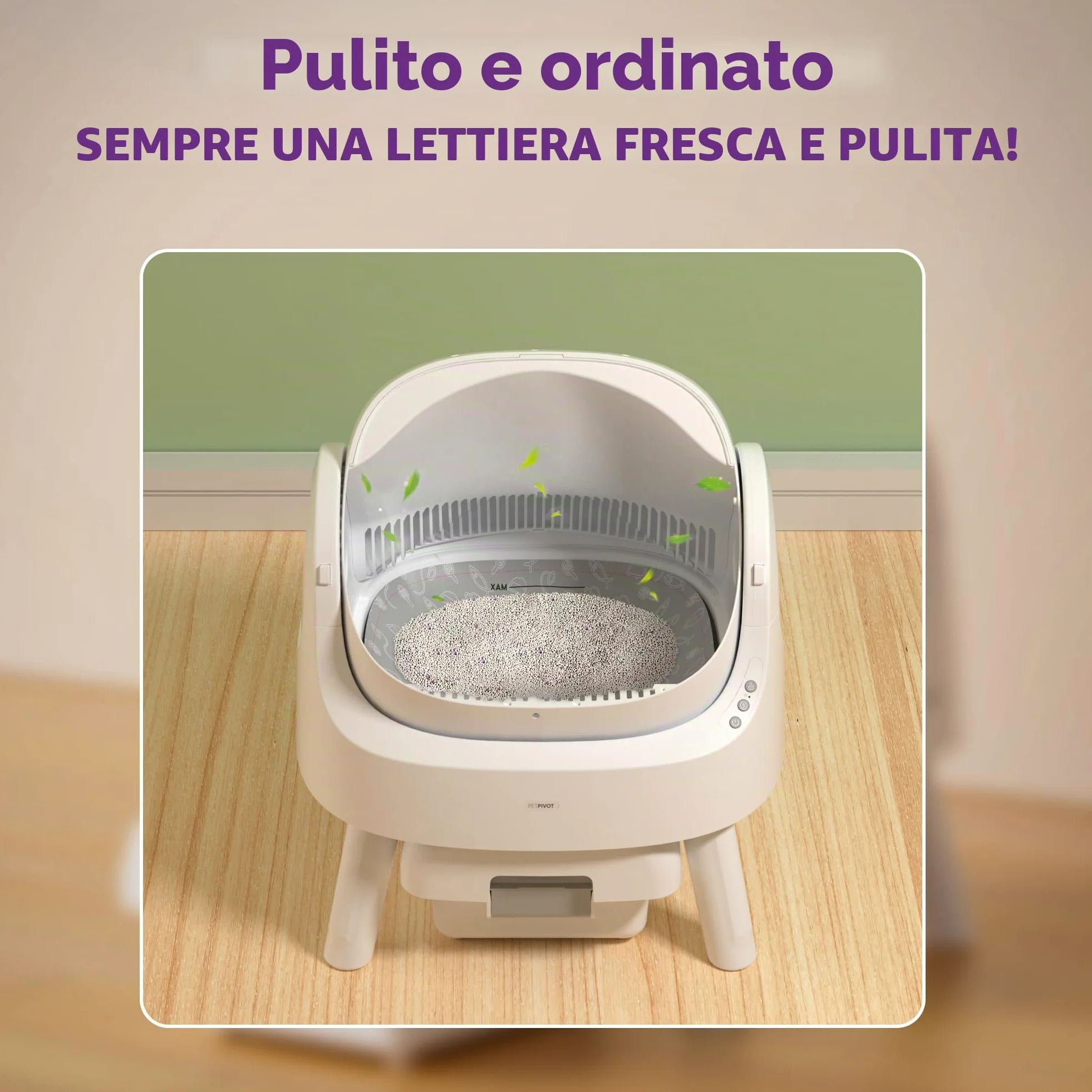 PetPivot Lettiera autopulente con design aperto, modalità automatiche e manuali, pulizia istantanea e pala semplice, ideale per gatti di grandi dimensioni, adatta per famiglie multigatti