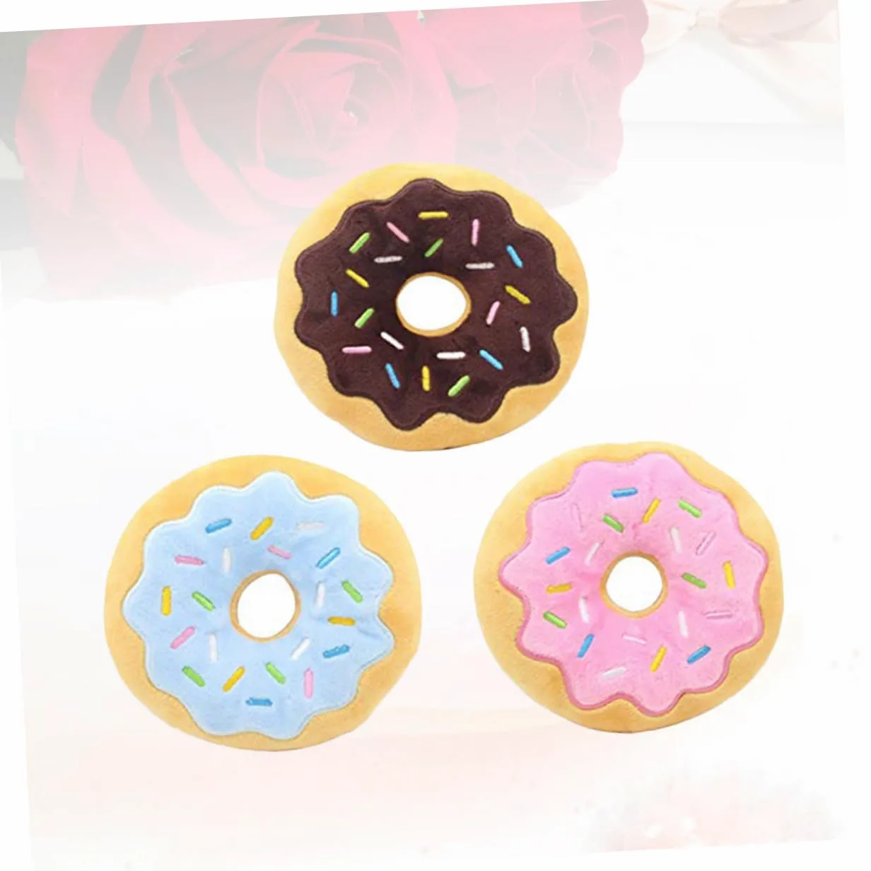 Housoutil 2 Set Di Giocattoli Da Masticare Per Cani Peluche Ciambelle Giocattolo Squittente Per Trattare I Cani 3 Pezzi * 2