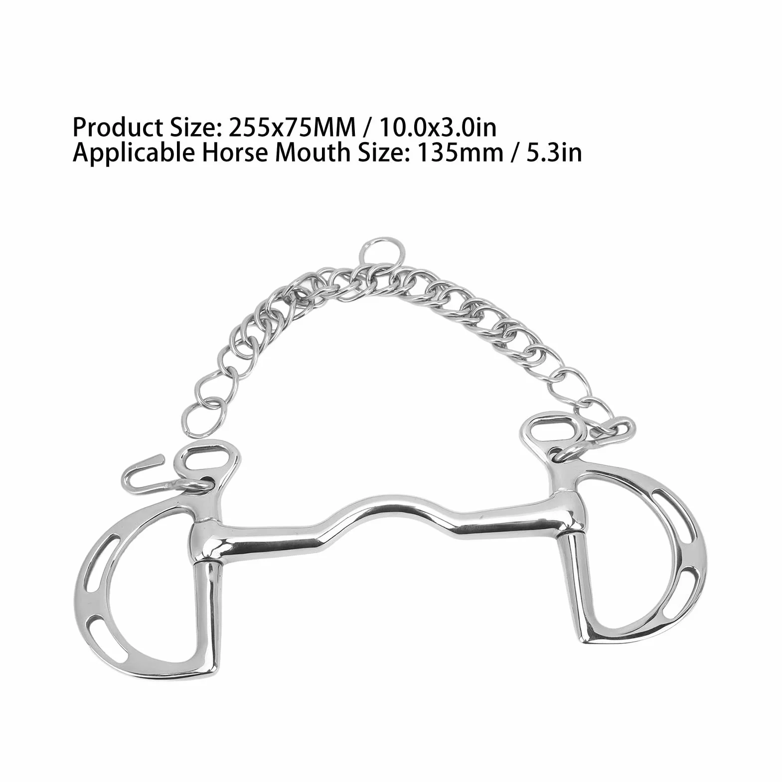 BestAlice Filetto per Cavallo, Morso per Cavallo in Acciaio Inossidabile Filetto per Cavallo da Masticare, Anello a D Filetto per Cavallo in Acciaio Inossidabile Filetto per Bocca di Cavallo con Caten