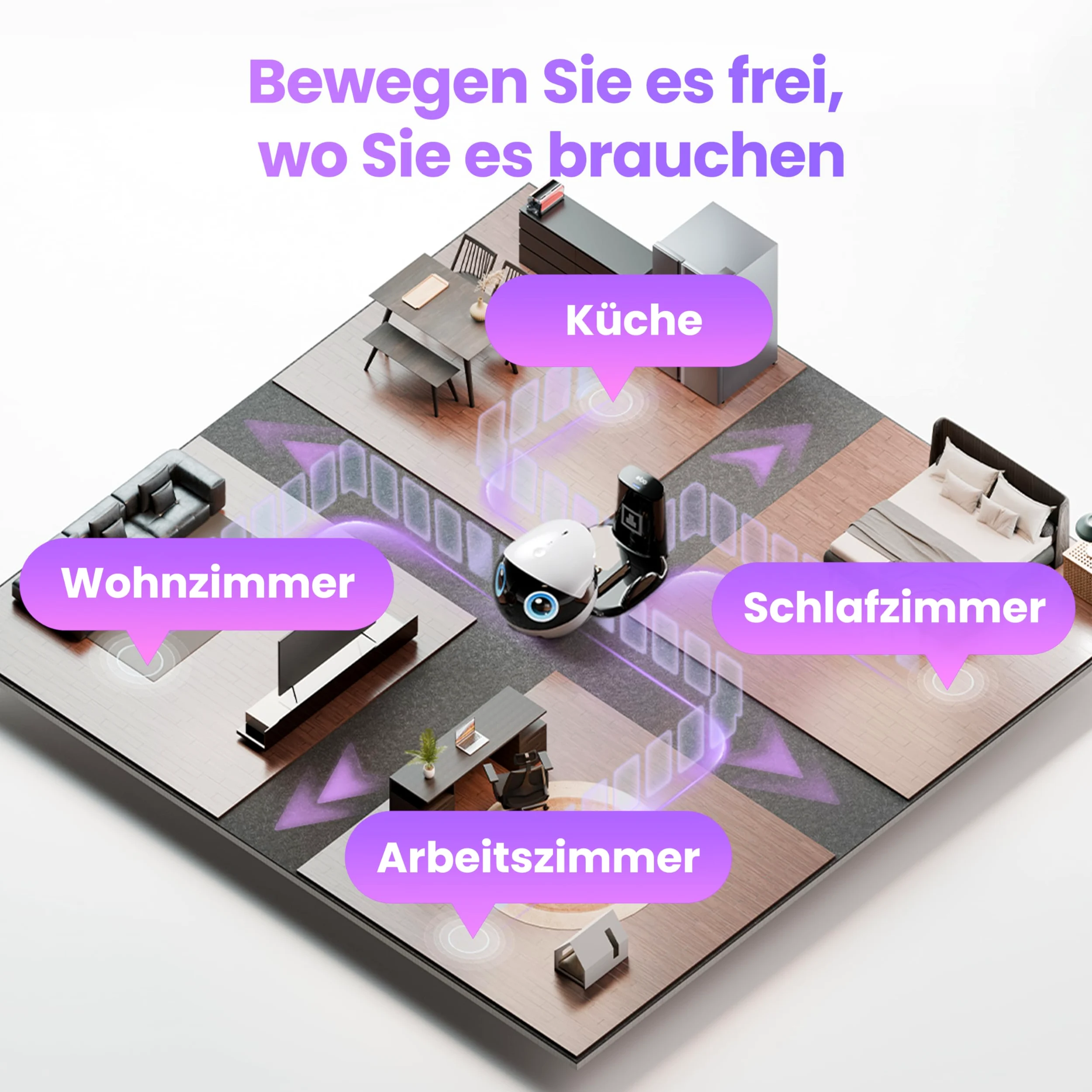 Enabot EBO Air 2 Plus FamilyBot, robot interattivo, sorveglianza domestica mobile 3K, telecamera di sorveglianza con chat AI (chatGPT) e pattuglia auto e audio e videochiamate bidirezionali (nebbia