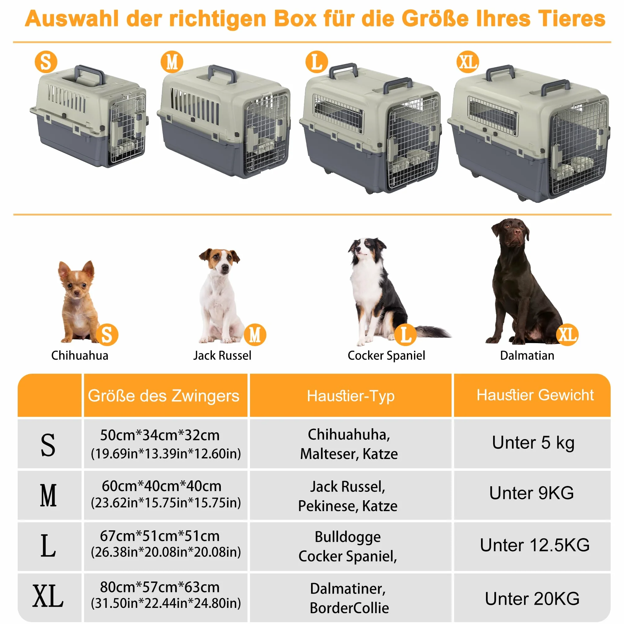 Trasportino per cani e gatti, 67 x 51 x 58,5 cm, trasportino per animali domestici, con porta in metallo e ruote, adatto per aereo, auto, viaggio, fino a 12,5 kg