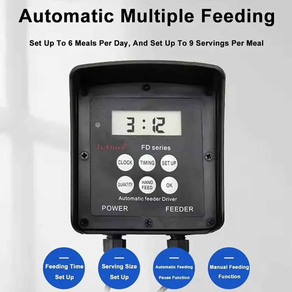 TsoLay Mangiatoia Automatica per Pesci, Dispenser Automatico per Mangime per Pesci da 5,5 L con Controller Display LCD, Design Impermeabile, Alimentazione Temporizzata e Razionata, per Laghetto