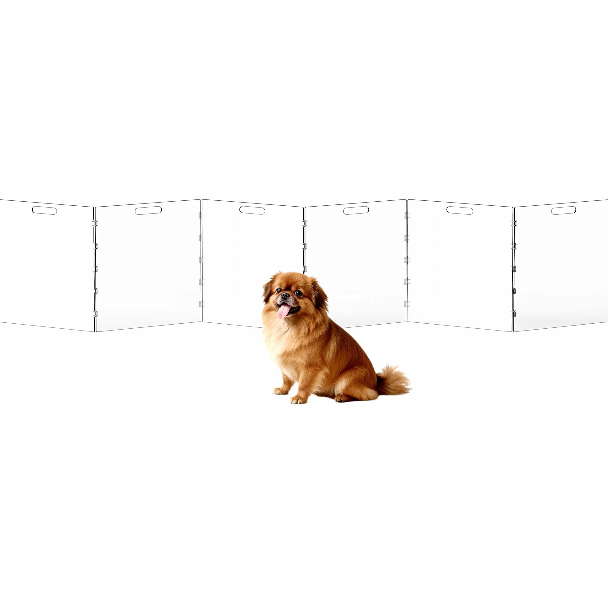 Cancello per cani in acrilico trasparente, cancello indipendente per porte interne, box pieghevole in acrilico per cani, senza fori, trasparente, 6 pannelli